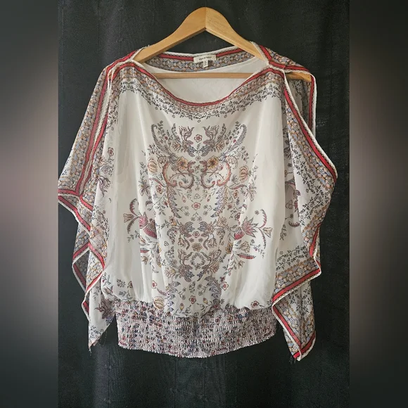 Max Studio Boho Floral Smocked Kaftan Blouse - XL - Picture 3 of 6